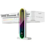 Suport pentru placa video, eleBite®, ajustabil pe inaltime, baza magnetica, afisaj temperatura, suport puternic, lumina RGB cu efect oglinda, DC 5V, 93x33x190mm, alb