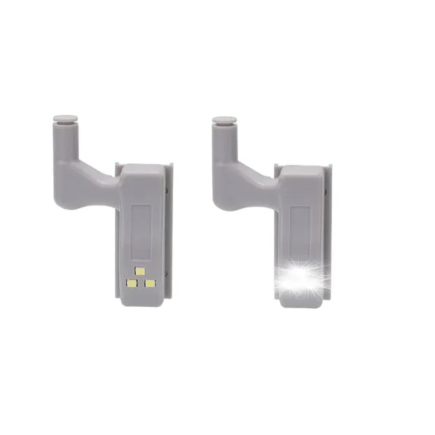 Set 2 lampi LED pentru dulap cu atasare pe balamale, 1.5 W, 7 cm, baterii incluse, Universale, Gri