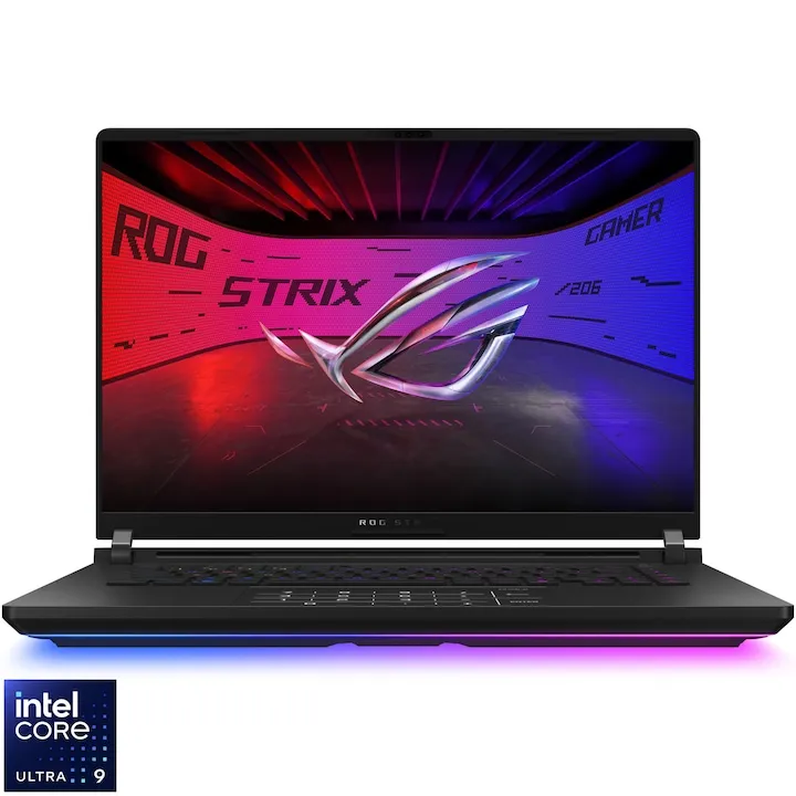 Gaming ASUS ROG Strix SCAR 16 G635LW cu procesor Intel® Core™ Ultra 9 275HX pana la 5.4GHz, 16", 2.5K WQXGA, Mini LED, 240Hz, G-Sync, 64GB DDR5, 2TB SSD, NVIDIA® GeForce RTX™ 5080 16GB GDDR7, No OS, Off Black