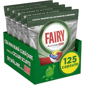 Detergent capsule automat pentru masina de spalat vase Fairy Platinum Plus Anti-Dull, 125 spalari