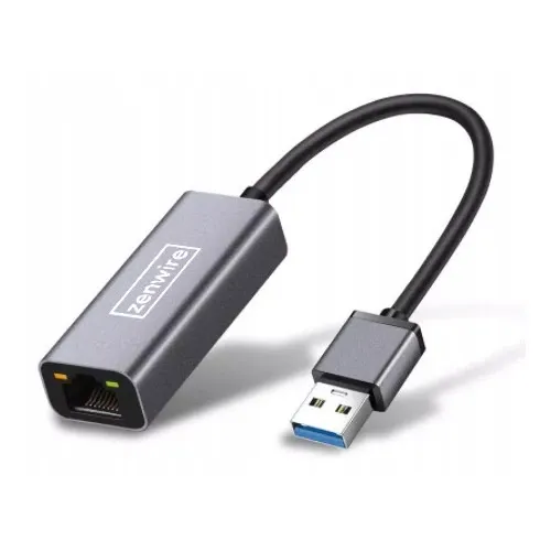 Adaptor USB 3.0 Zenwire, Fast Ethernet, ADAPTATOR, LAN RJ45, Plug & Play, lungime 15 cm, Compatibil cu Windows, Mac OS, Linux, Android, 100 Mbps, Space Grey
