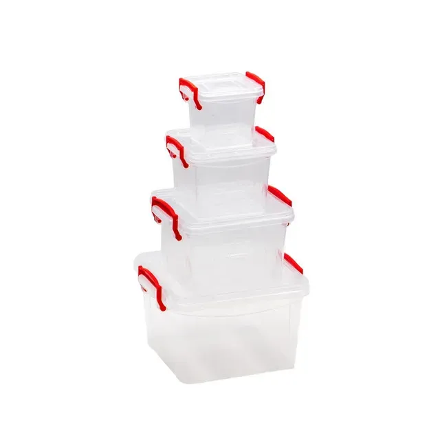 Set cutii patrate cu capac pentru alimente Sterk, 4 bucati