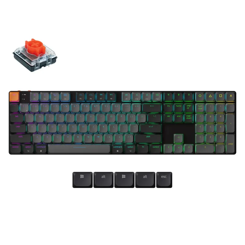 Tastatura Mecanica Wireless Keychron K5 QMK Version 2, Bluetooth 5.2, Shine-Through, RGB LED, Hot-Swappable, Low Profile 2.0 Mechanical Switch Red
