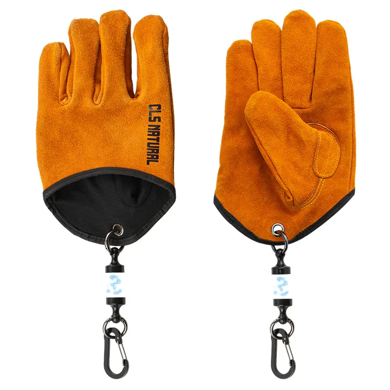 Manusi de protectie pentru exterior, rezistente la caldura si arsura – din piele naturala de prim strat, ideale pentru camping, aprinderea focului, gratar, pescuit, cu suprafata antiderapanta