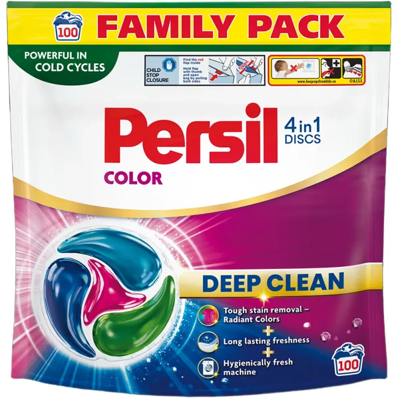 Detergent capsule Persil Color 4 in 1 Discs Deep Clean, 100 spalari