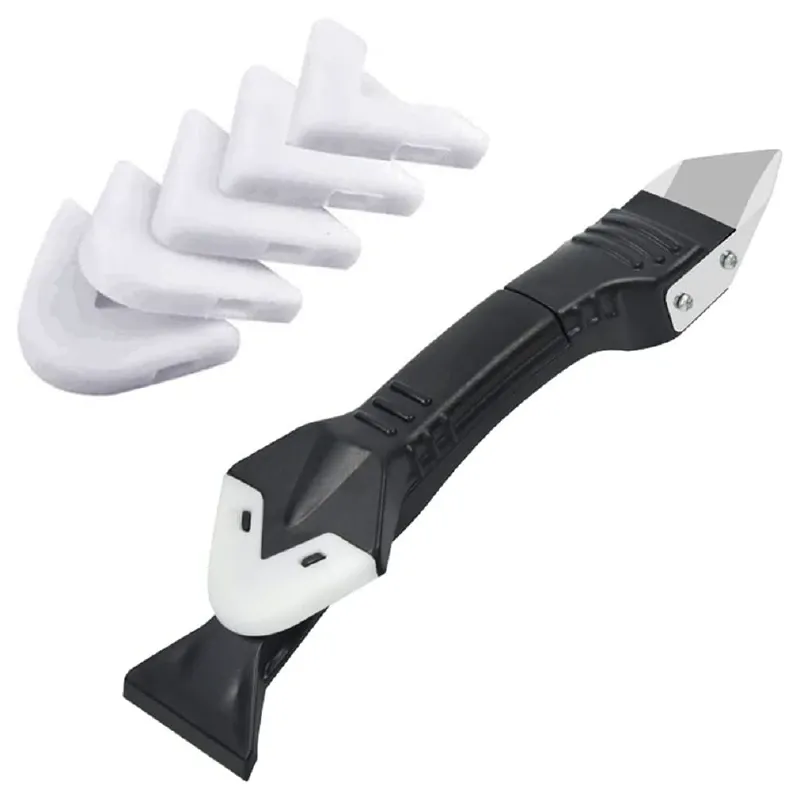Set pentru chituit 3 in 1 Profesional SUPER TRENDS®, Spatula Pentru Chit, Cutter Pentru Indepartarea Chitului, Racleta Din Silicon cu 5 Capete de Schimb, Pentru Bucatarie, Baie, Geamuri, Chiuveta