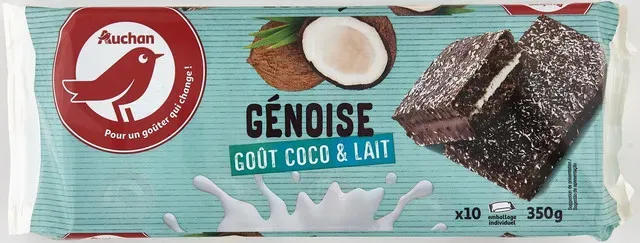 Prajitura cu aroma de cocos si lapte Auchan, 10 x 35 g