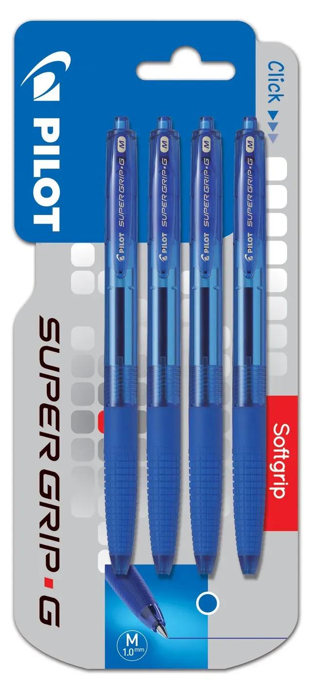 Pix super grip retractabil albastru Pilot, 1.0 mm, 4 bucati