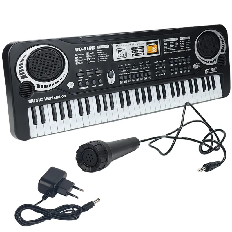 Orga electronica pentru Copii, 61 clape, MorFansi, cu microfon si functie de inregistrare, 10 melodii demo, 16 timbres, incarcator, 54 x 17 x 5 cm
