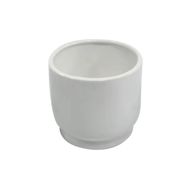 Ghiveci ceramic diametru 17 x H15 cm, modele asortate, alb