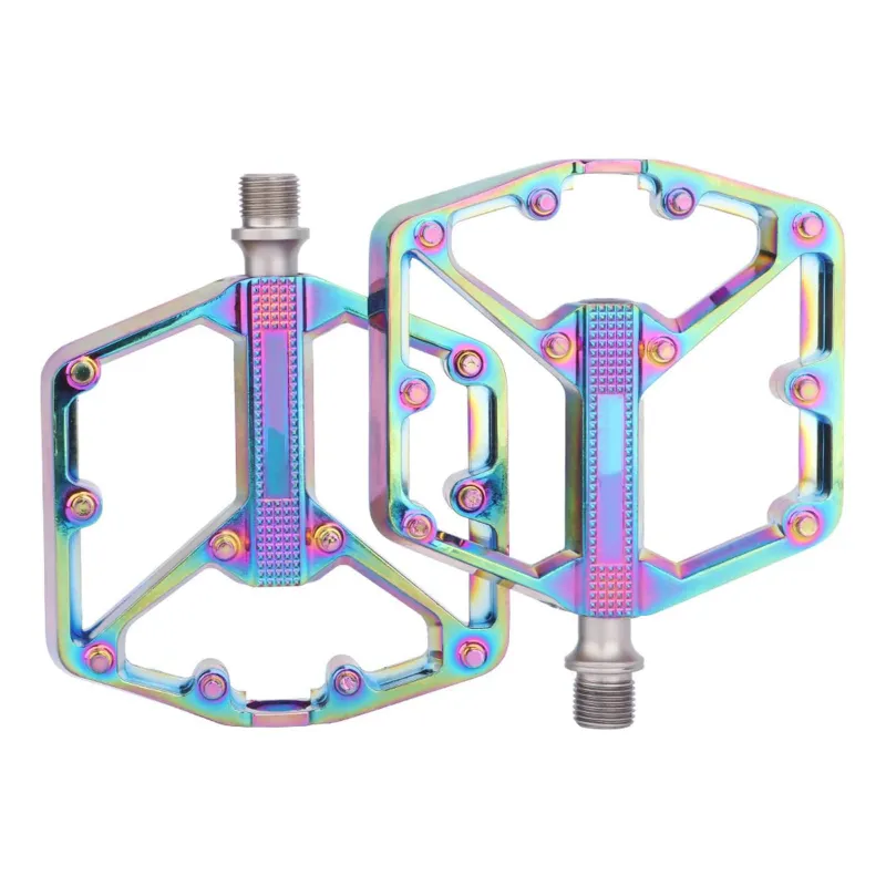 Pedale bicicleta MTB, SINBINTA, Set 2 pedale bicicleta din aluminiu, Rulment triplu, Pedale mai late, Ergonomice, Anti-alunecare, Pentru drum, Munte bmx, 12.5 x 10.5 x 1.4 cm, Multicolor