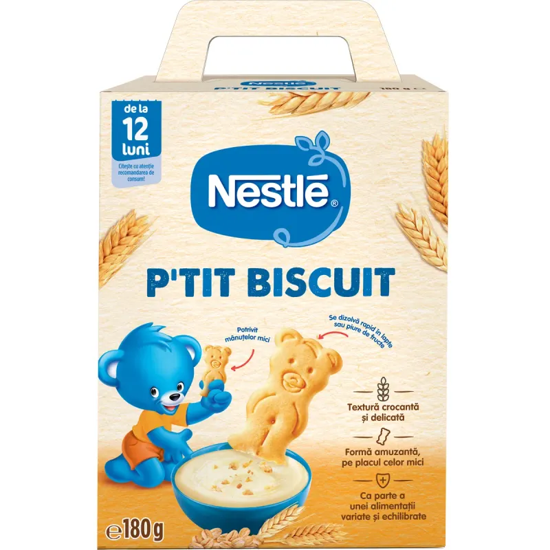 Biscuiti Nestle Petit Biscuit, 12-36 luni, 180 g