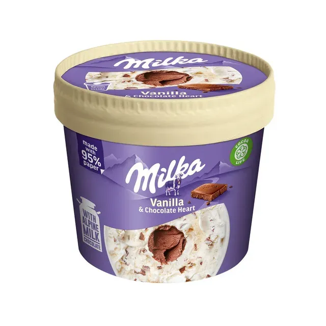 Inghetata de vanilie cu mousse de ciocolata Milka, 145 ml