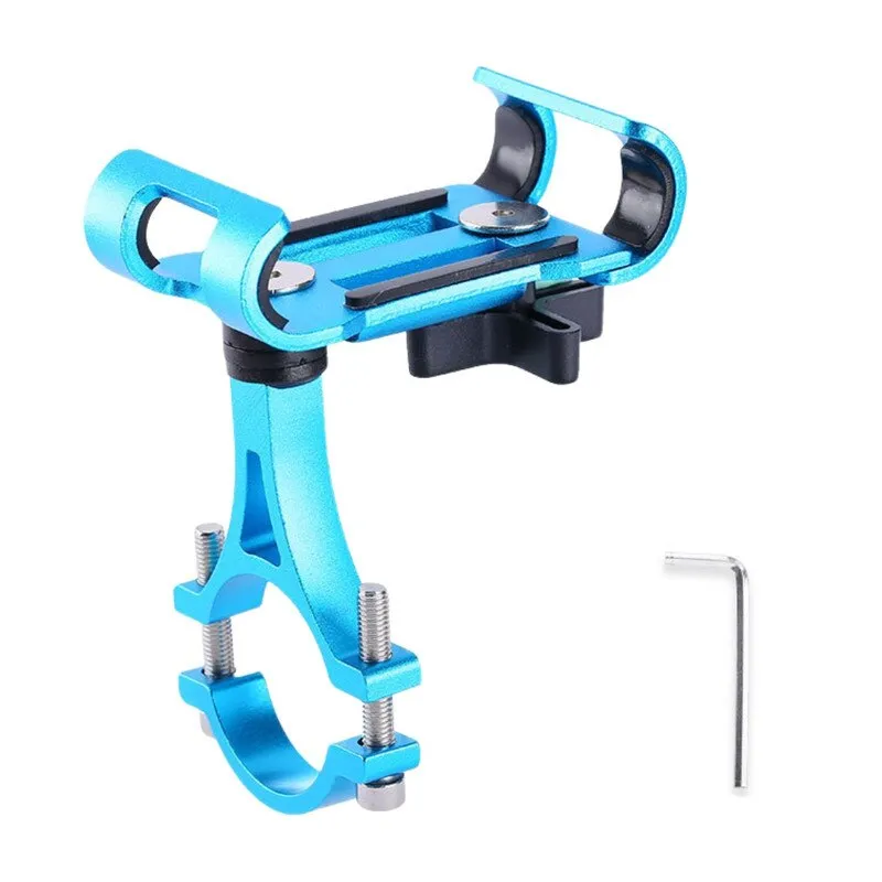 Suport telefon pentru bicicleta/motocicleta, aluminiu, suport pentru telefon mobil, reglare la 360°, Potrivit pentru biciclete, motociclete, biciclete electrice, albastru