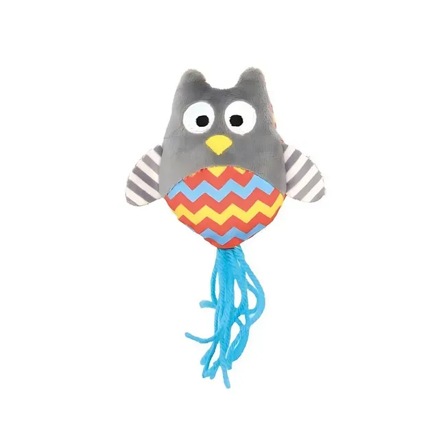 Jucarie pentru pisici Record Arlecchino, forma de bufnita, 15 cm, multicolor