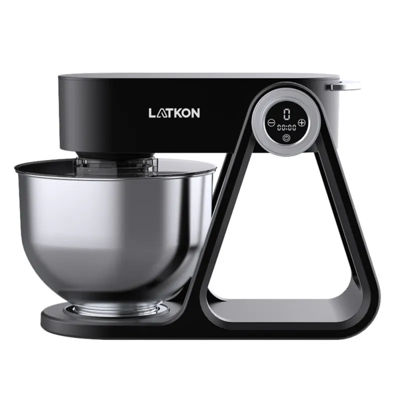 Mixer cu bol, Latkon® A5-A, 1500W, Carcasa metalica, Bol 5 L Inox, 6 Viteze, Mixare 3D, Display tactil, 3 Accesorii, Gri