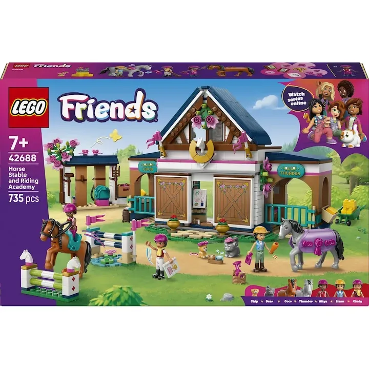 LEGO Friends - Grajd de cai si academie de echitatie 42688, 735 piese