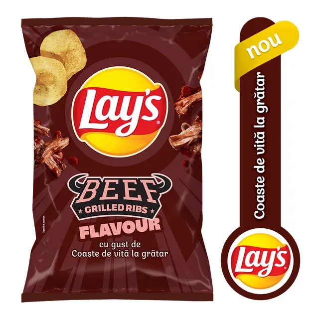 Chipsuri cu gust de coaste de vita la gratar Lay's, 125 g