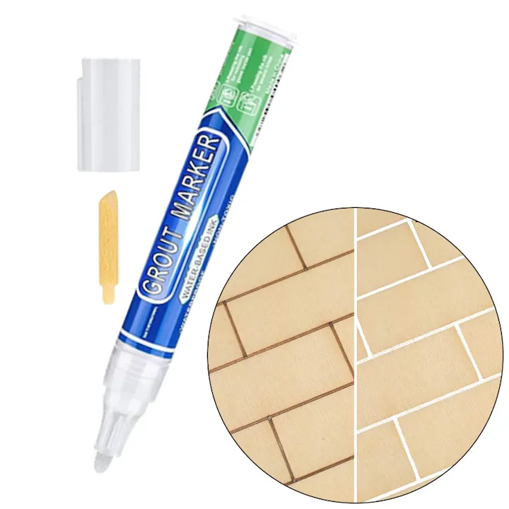 Marker Corector CCmax cu Vopsea Alba pentru Rosturi de Faianta si Gresie cu Vopsea Lichida si un Capat de Rezerva, 15 ml
