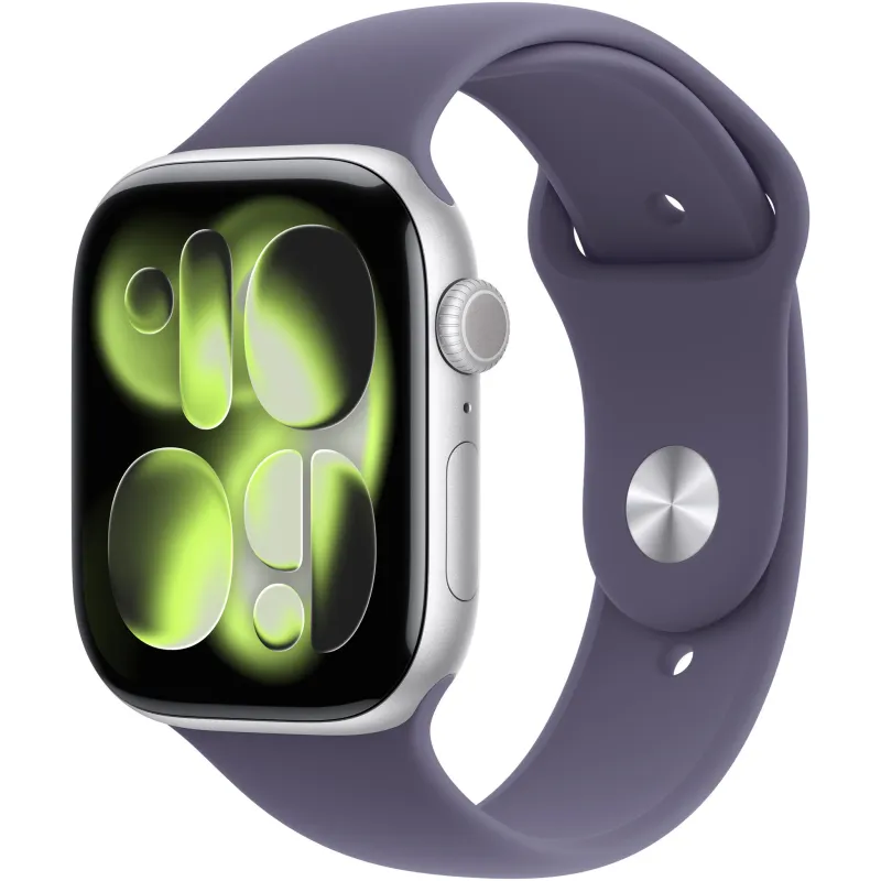 Apple Watch 11 GPS + Cellular, Carcasa Silver Aluminium 46mm, Purple Fog Sport Band - M/L