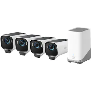Sistem de supraveghere wireless eufyCam S3 Pro HomeBase 3 cu 4 camere eufy S3 Pro, 8MP, 4K UHD 3840x2160, Max Color Night Vision, Panou Solar Integrat, AI Face Recognition, Smart Detection, Two-Way Audio, Alarma