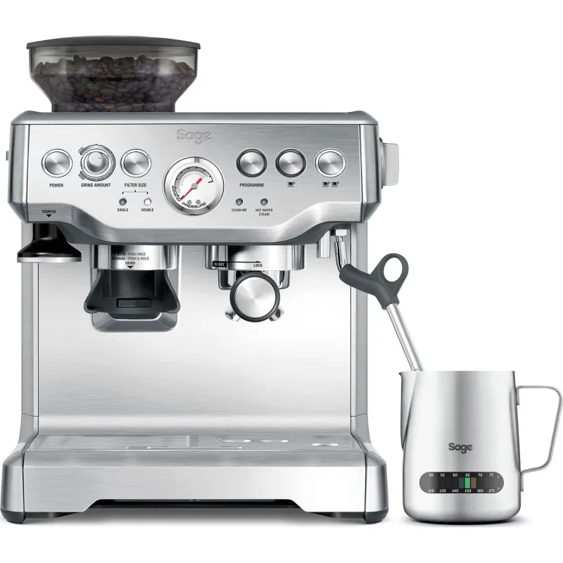 Espressor Sage SES875BSS, 1850 W, 2 l, 15 bar, alimentare boabe, Argintiu