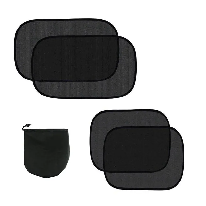 Set 4 parasolare pentru geamuri auto cu absorbtie electrostatica, JESWO, Nylon/PVC, Negru