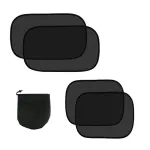 Set 4 parasolare pentru geamuri auto cu absorbtie electrostatica, JESWO, Nylon/PVC, Negru