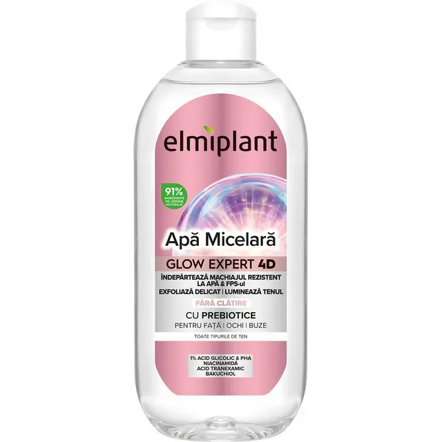Apa micelara cu prebiotice Elmiplant Glow Expert 4D, 400 ml