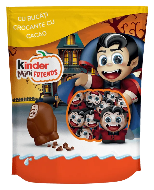 Bomboane cu bucati crocante cu cacao Kinder Mini Friends, 122 g