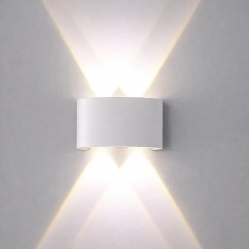Aplica LED de perete, NEXTLY, 4 Leduri, lumina sus si jos, iluminat exterior si interior, 4W, 3000K, lumina calda, IP65, aluminiu, alb