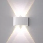 Aplica LED de perete, NEXTLY, 4 Leduri, lumina sus si jos, iluminat exterior si interior, 4W, 3000K, lumina calda, IP65, aluminiu, alb