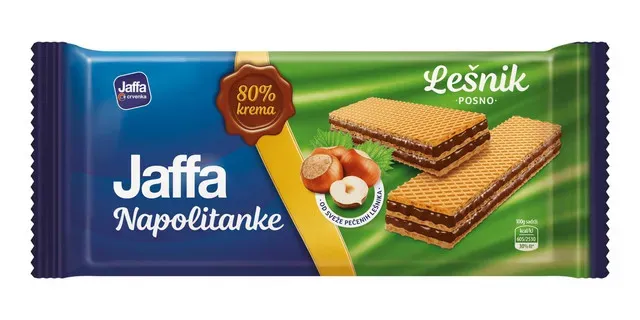 Napolitane cu crema de alune de padure Jaffa, 187 g