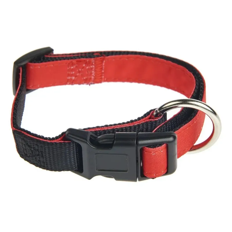 Zgarda pentru caini Auchan, poliester, S/M, 32 - 40 cm, rosu