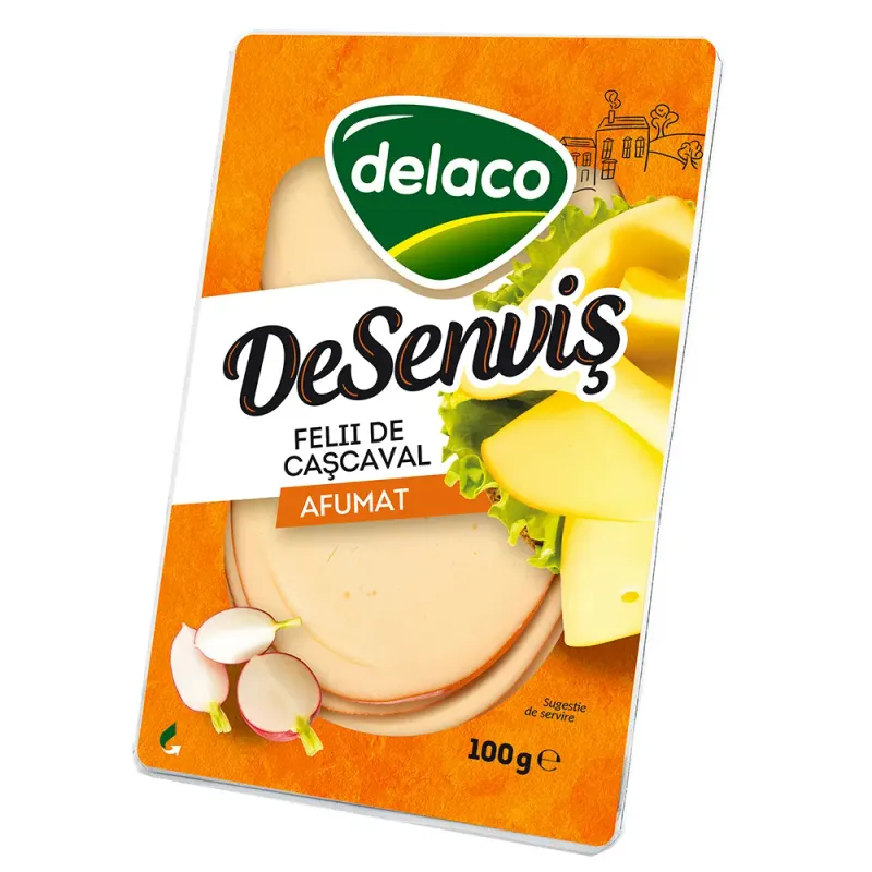 Cascaval afumat felii Delaco DeSenvis, 100 g