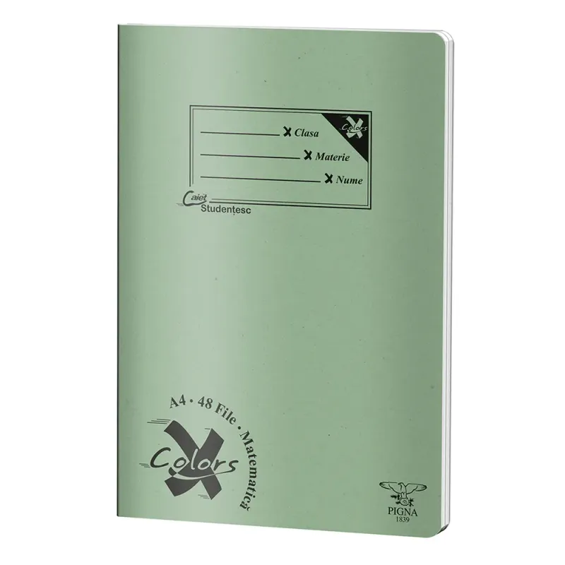 Caiet capsat Pigna Basic cu 48 de file A4, matematica, diverse culori