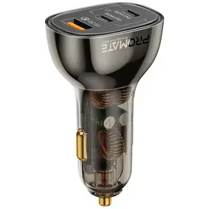 Incarcator auto PROMATE TransDrive-80W, 2xUSB-C Power Delivery 20W&30W, 1xUSB-A Quick Charge 30W, negru