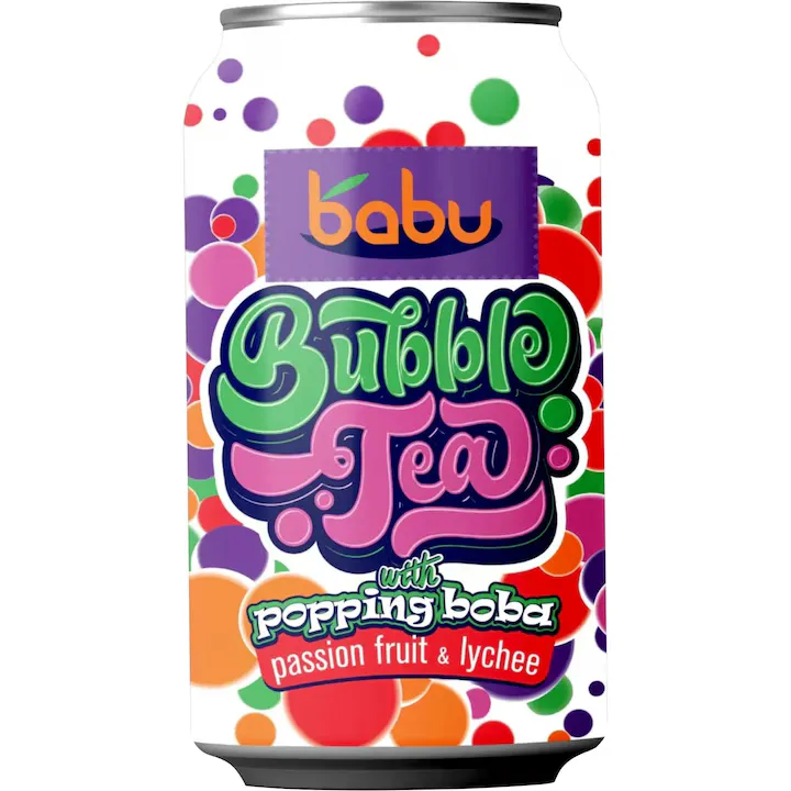 Băutură carbogazoasă Babu Bubble Tea, aromă litchi, 315ml