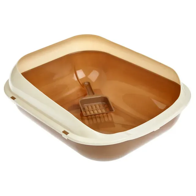 Litiera cu margine ridicata si lopetica pentru pisici Auchan, 48 x 38 x 18 cm, diverse culori