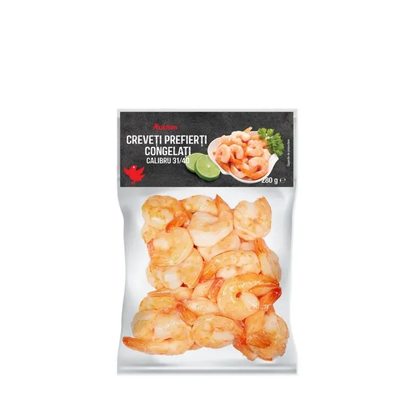 Creveti prefierti cu codite 31/40 Auchan, congelati, 280 g