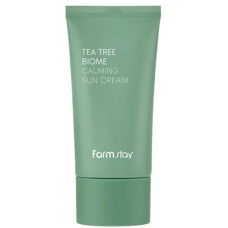 Crema solara calmanta SPF 50+ Farmstay Tea Tree Biome, 50 ml