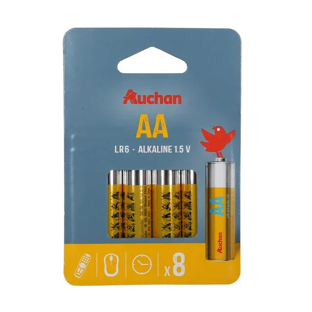 Baterii Auchan, AA, LR06, 8 bucati