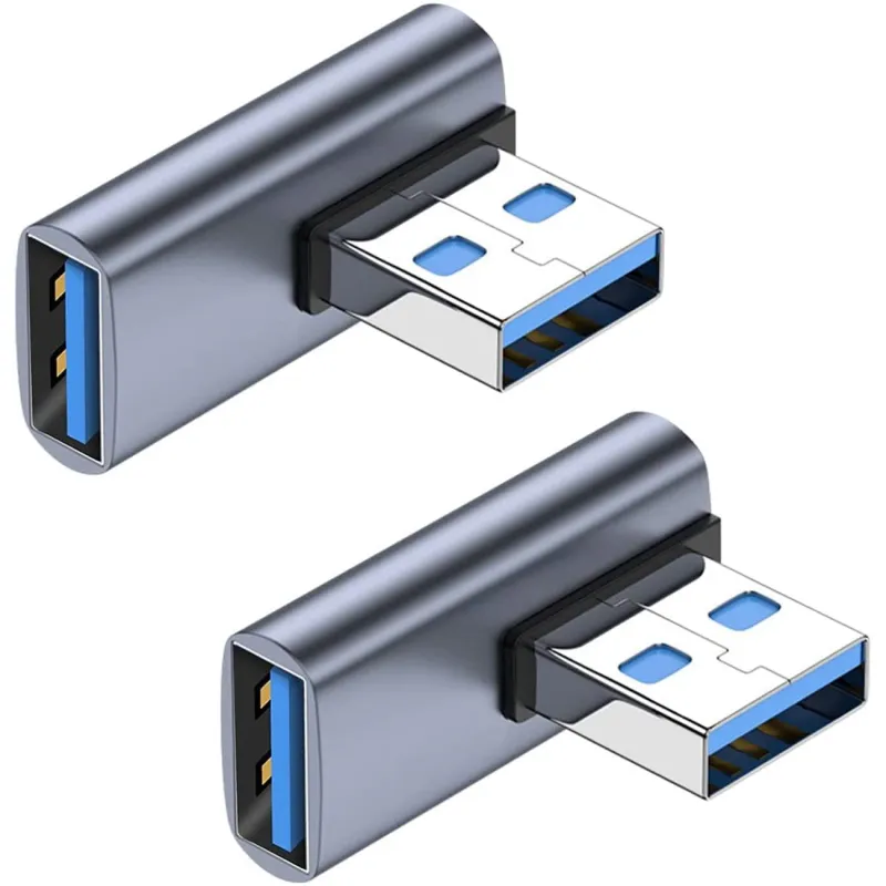 Set 2 adaptoare extensie, Nybgyy®, USB 3.0 tata la USB mama, 90 de grade, Negru