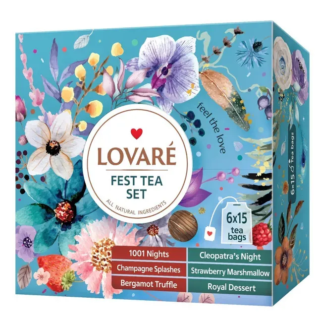 Colectie de ceai asortat Lovare Fest Tea Set, 90 pliculete, 157.5 g