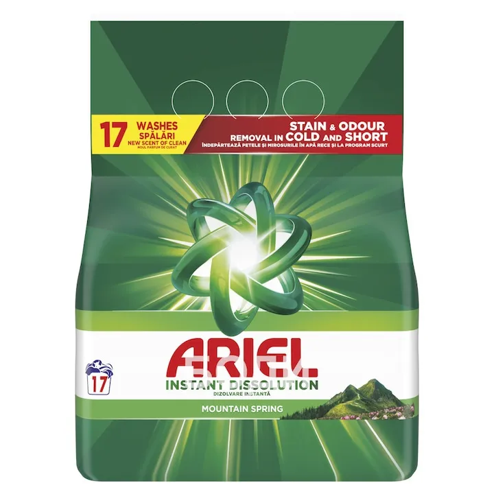 Detergent de rufe automat Ariel Mountain Spring, 1.105 kg, 17 Spalari