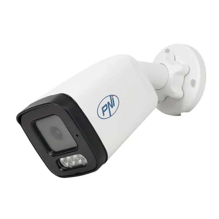 Camera supraveghere video PNI IP515J POE, bullet 5MP, 2.8mm, pentru exterior, audio bidirectional, alb