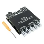 Placa amplificator audio Bluetooth, AjieQaQ®, compatibila cu Bluetooth 5.0, amplificator de putere pentru subwoofer 50V + 50W + 100W, cu control pentru inalte si joase, alimentare audio 12V-24V, potrivita pentru difuzoare DIY de home cinema