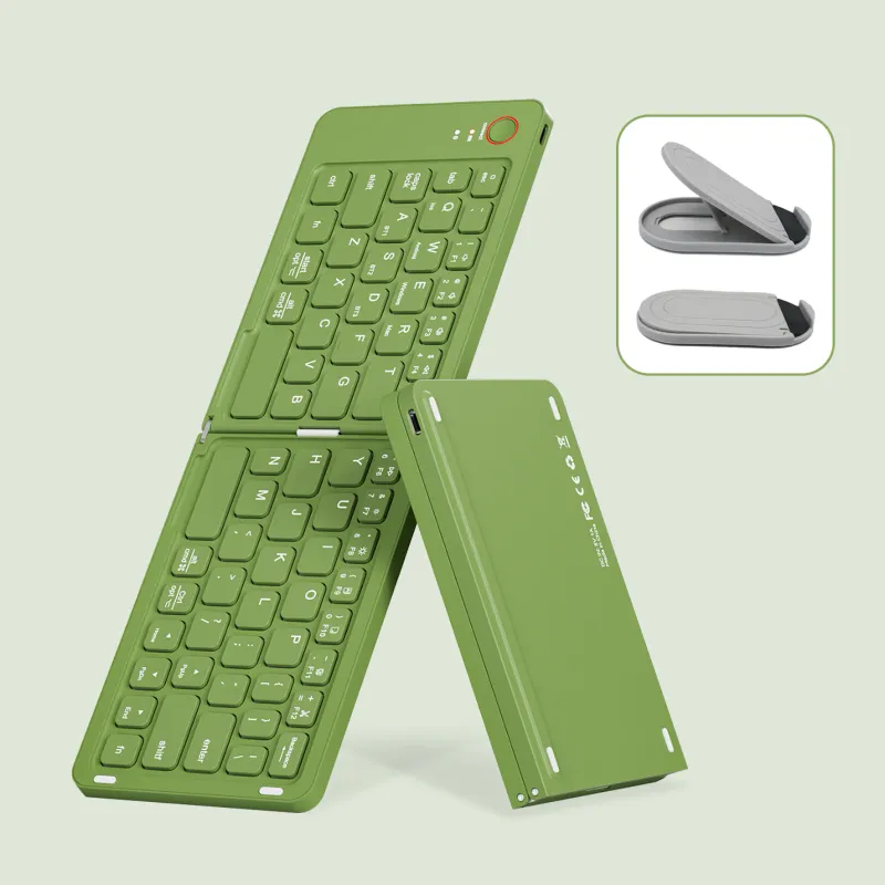 Tastatura Wireless Pliabila, DONFANLIA®, Ultra Subtire, Multi-Device, Tastatura Bluetooth, Reincarcabila Type-C, 210mAh, Wireless, compatibila Windows, Android, IOS, Verde