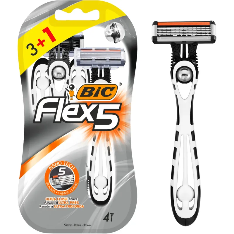 Aparat de ras pentru barbati Bic Flex 5, 5 lame, 4 bucati