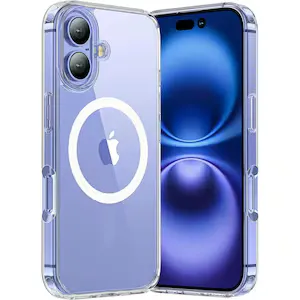 Husa compatibila cu Incarcare Magsafe compatibila cu iPhone 16, CASEY STUDIOS™, Transparent, de Protectie, Slim, pentru Incarcare Wireless, Margini Ridicate de Protectia Ecranului si a Camerelor